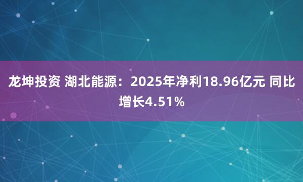 龙坤投资 湖北能源：2025年净利18.96亿元 同比增长4.51%