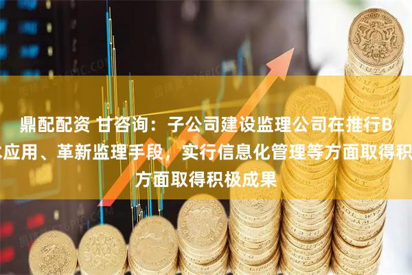 鼎配配资 甘咨询：子公司建设监理公司在推行BIM技术应用、革新监理手段，实行信息化管理等方面取得积极成果